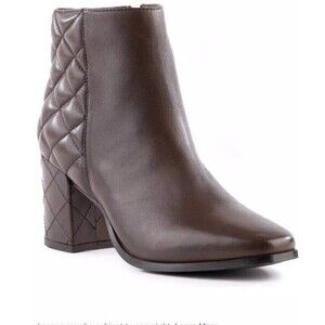 Seychelles Paramount Quilted Leather High Heel Booties Brown Women's Size 9.5